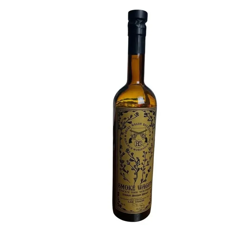 Smoke Wagon Empty Bottle Straight Bourbon Whiskey 750ML Brown Collector Man Cave